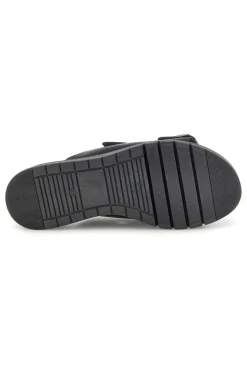 Donna PRIMA RIGA Schwarzer Slipper mit doppeltem Riemen und Schnallen V113