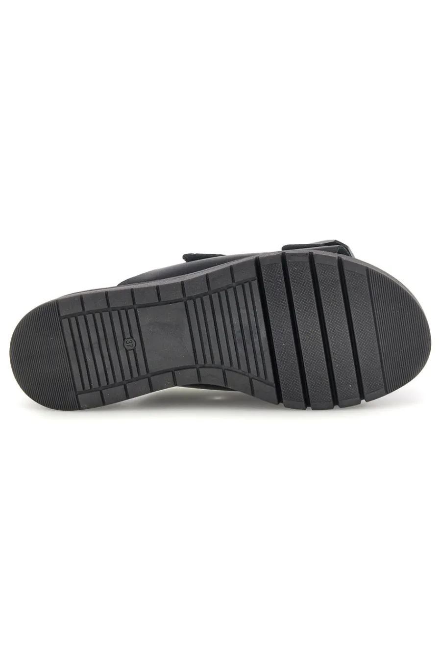 Donna PRIMA RIGA Schwarzer Slipper mit doppeltem Riemen und Schnallen V113
