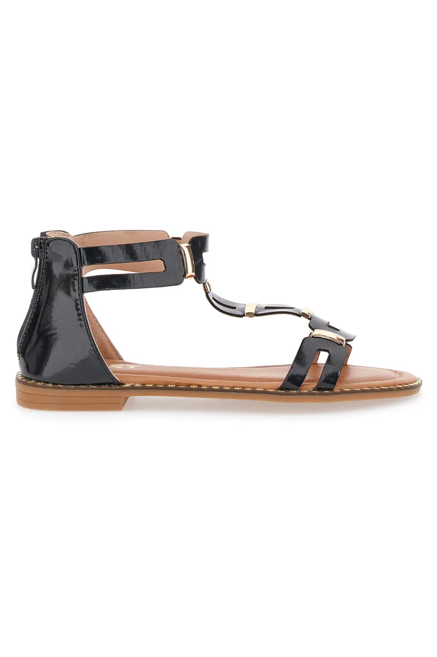 THE FIRST e Sandalen mit flacher Sohle 19467 SCHWARZ New