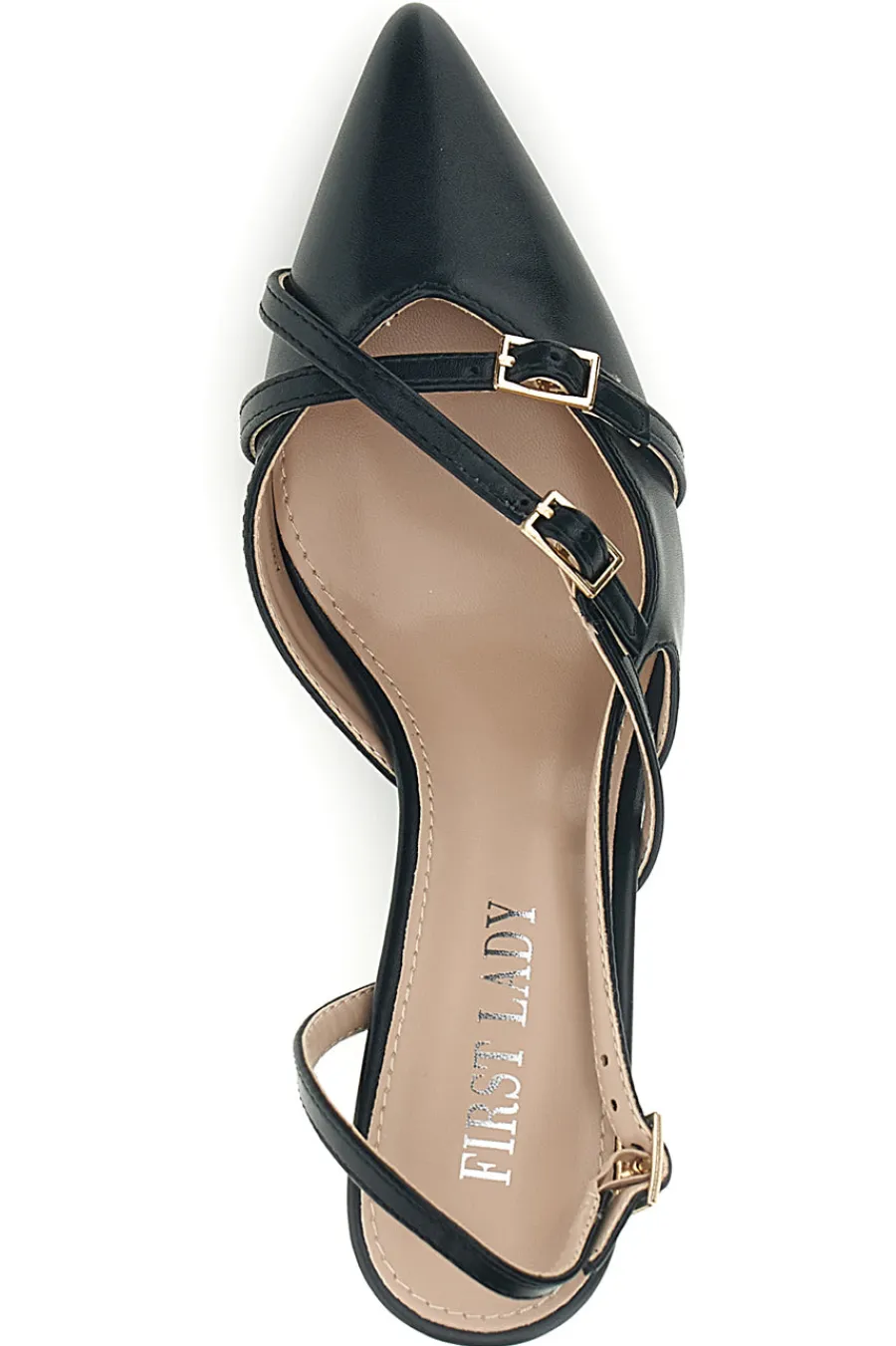 FIRST LADY Schwarze Slingback-Pumps mit Riemchen P655 NERO Best