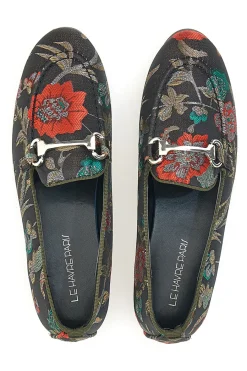 LE HAVRE PARIS Schwarze Slipper mit Blumen 23546 SCHWARZ, ROT Best