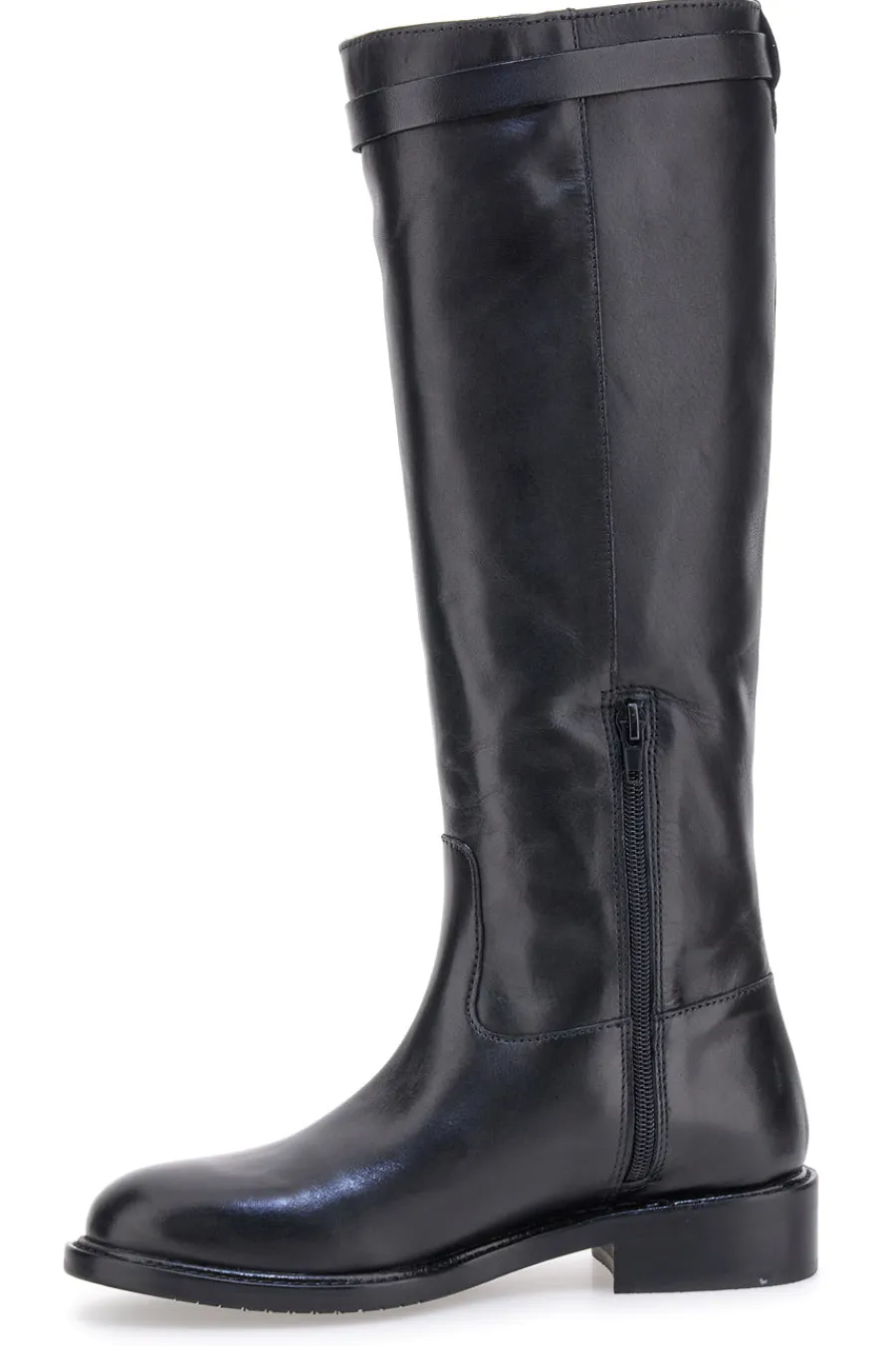 Donna PITTARELLO CLASS Schwarze Stiefel aus echtem Leder mit goldener Schnalle RF24LM