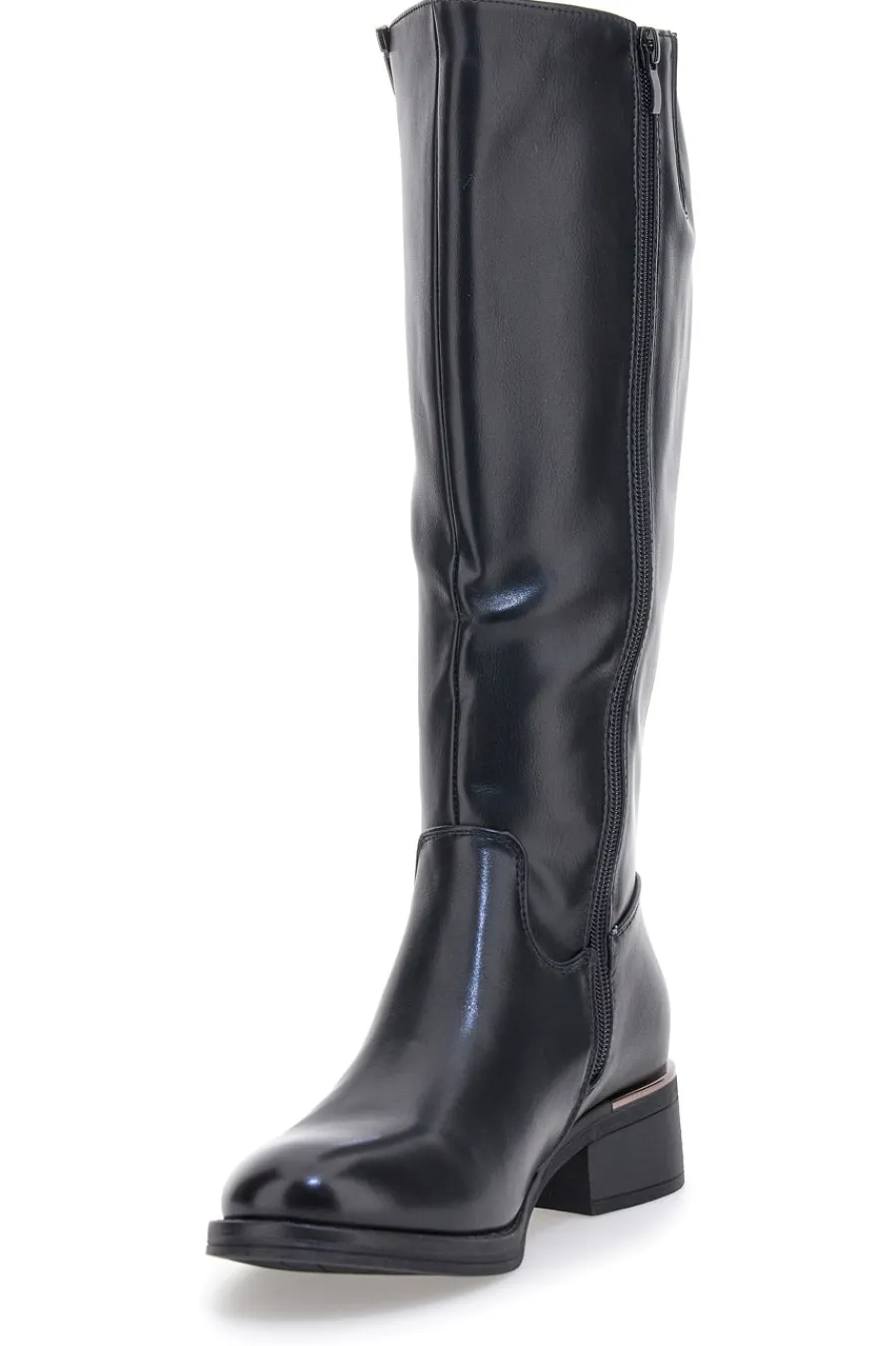 ENERGY e Stiefel mit metallischen Einsätzen und niedrigem Absatz I256 SCHWARZ Discount