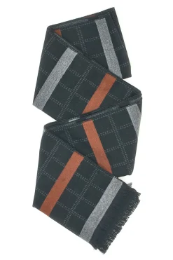 RONCATO Sciarpa in viscosa nera a quadri con righe 46,003,06