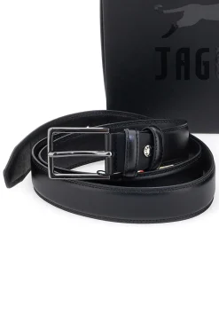 JAGUAR Set Cofanetto cintura e portafoglio nero in vera pelle PR001-1