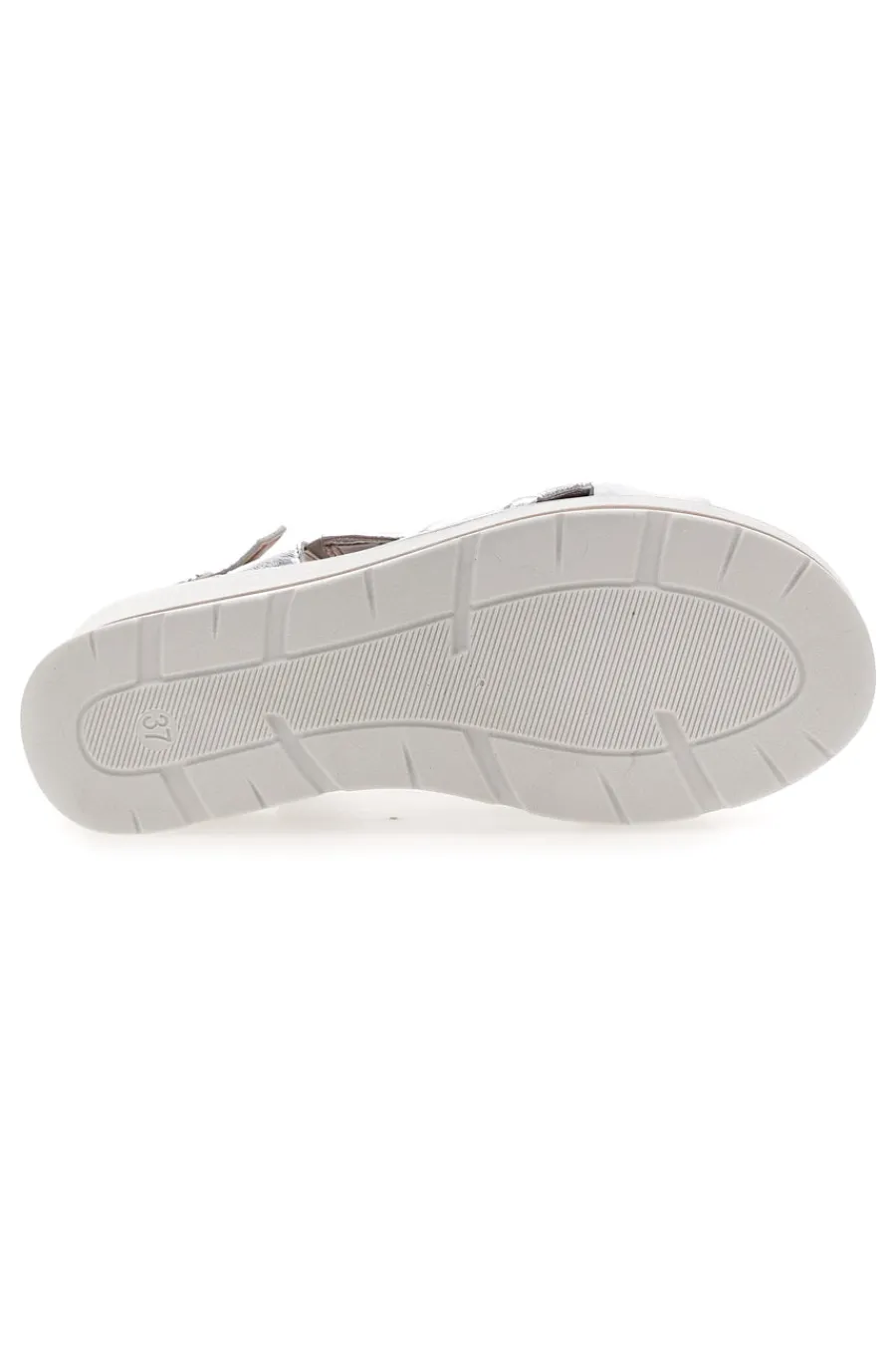MIO TEMPO Silberne Sandalen mit Plateau und Obermaterial aus Leder 269020 SILBER, WEIß