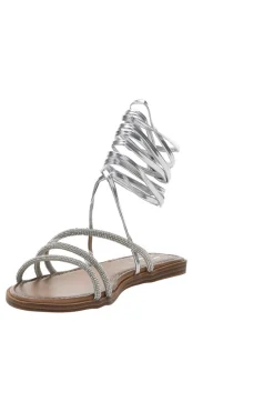 ME u0026 ME Silberne Sandalen mit Strasssteinen und Knöchelriemen Me & Me 1772 CRISTALLO Best