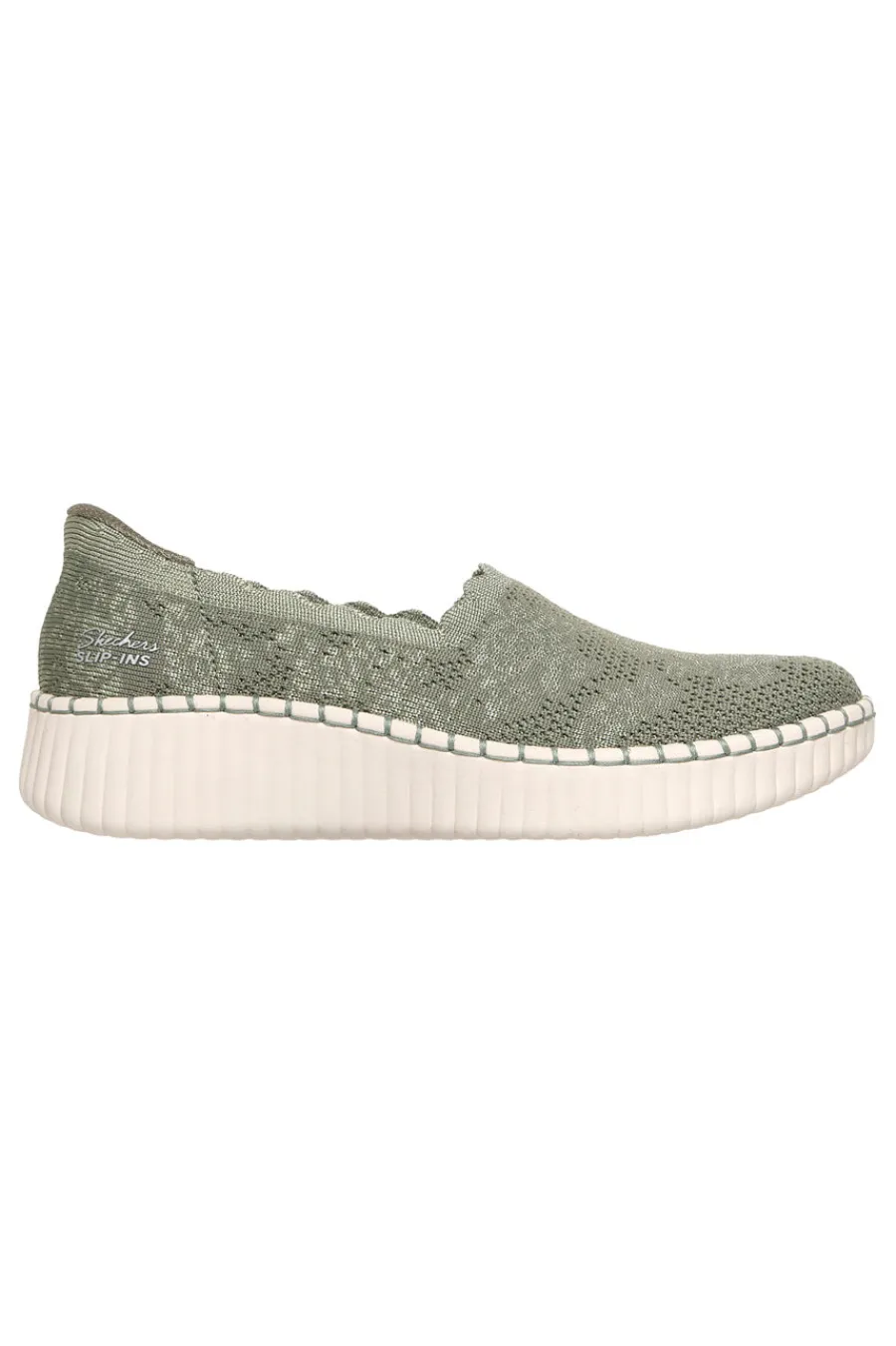SKECHERS Slip on in maglia traforata WILSHIRE BLVD TRUE CHARM VERDE OLIVA Outlet