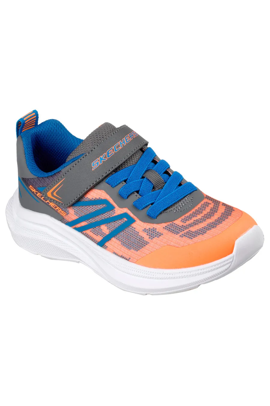 SKECHERS Sneaker Arancione e Grigio con strap e lacci elasticizzati Microspec Velocity
