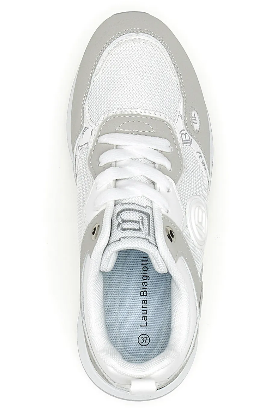 LAURA BIAGIOTTI Sneaker bianca e grigia con inserti argento 9623 Clearance