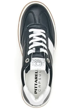 PITTARELLO CAPSULE Sneaker nera in vera pelle con dettagli bianchi Grace Discount