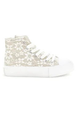 GRAZIE GIRL Sneakers Alte Beige con Pizzo Floreale 155727