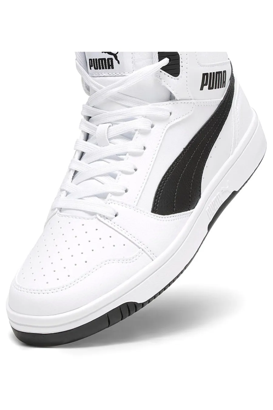 Uomo PUMA Sneakers alte bianche con dettagli neri Rebound V6