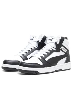 Uomo PUMA Sneakers alte bianche e nere Rebound V6