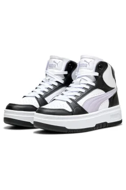 PUMA Sneakers alte bianche e nere suola flatform Rebound Femme Mid New