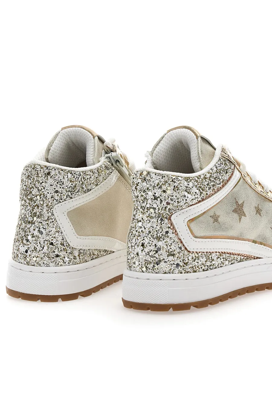 LAURA BIAGIOTTI Sneakers alte oro con glitter e stelle AG1751016519