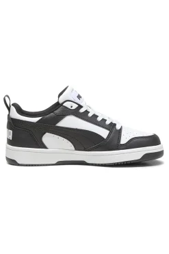 PUMA Sneakers basse bianche e nere stile basket Rebound V6 Lo Jr