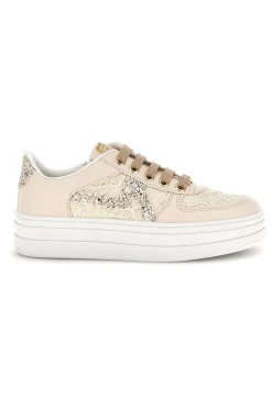 LAURA BIAGIOTTI Sneakers beige con fiori e suola platform L9952C9761