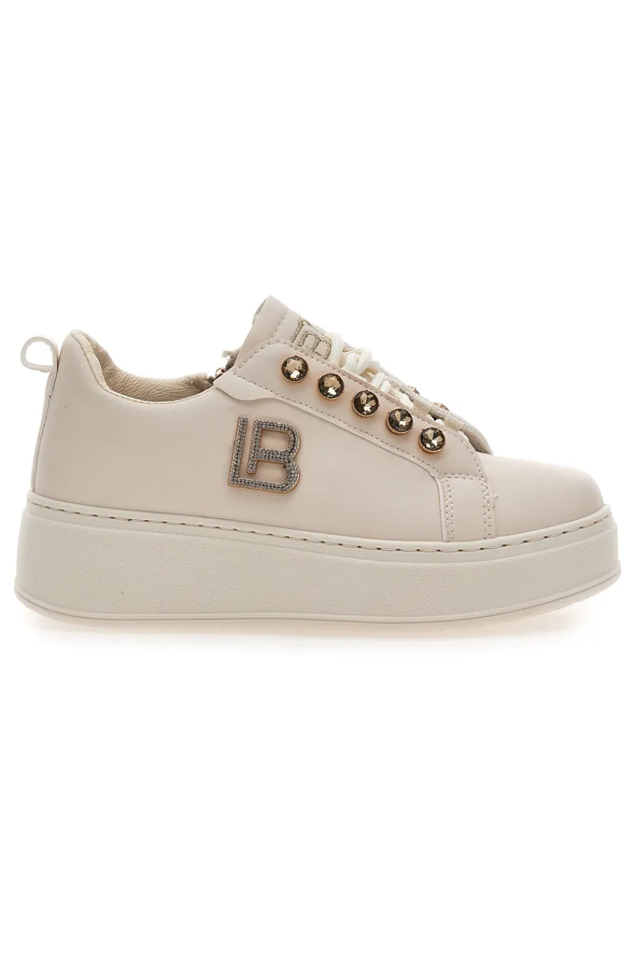 LAURA BIAGIOTTI Sneakers beige con logo laterale e fondo alto 9618 New