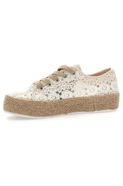 ENERGY Sneakers bianche beige in crochet con suola in corda E122 Outlet