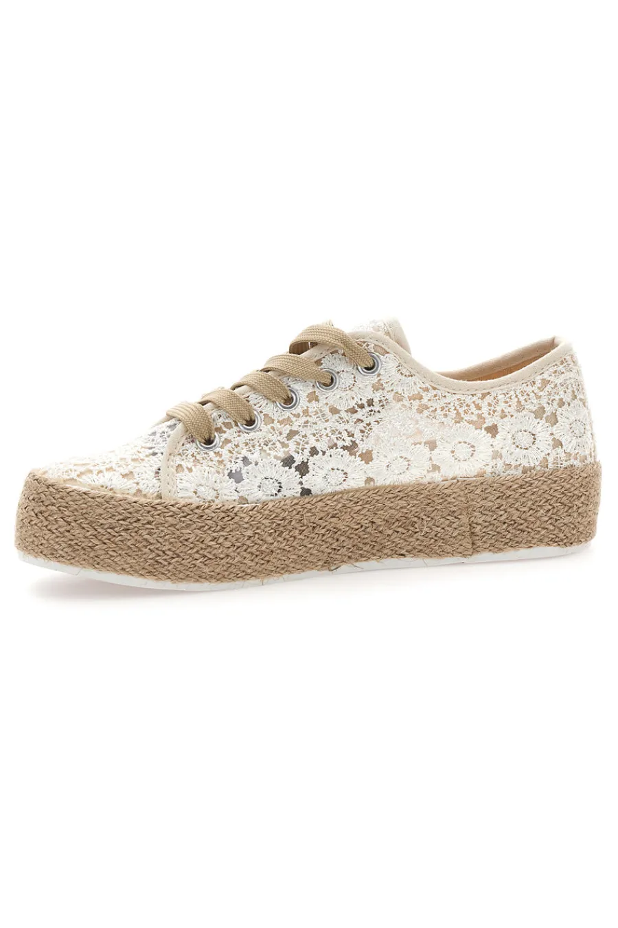 ENERGY Sneakers bianche beige in crochet con suola in corda E122 Outlet