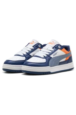 PUMA Sneakers bianche blu e arancioni stile court Caven III Block Jr