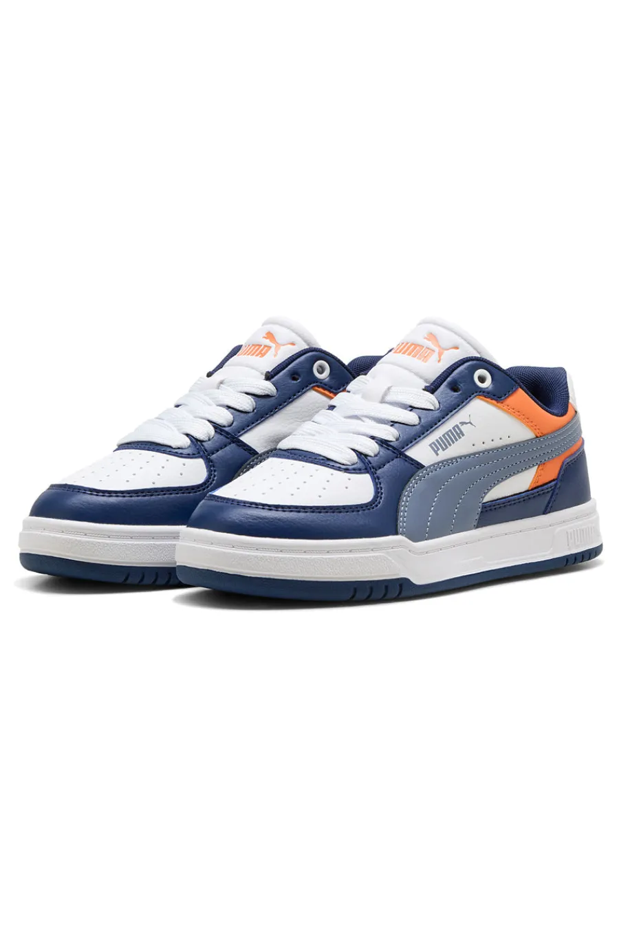 PUMA Sneakers bianche blu e arancioni stile court Caven III Block Jr