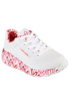 SKECHERS Sneakers bianche con cuori colorati UNO Lite B Lovely Luv Sale