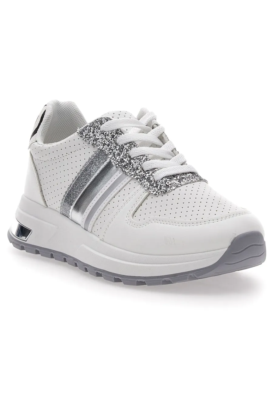 CAFÈ COST Sneakers Bianche Con Dettagli Argento Cafe' Cost 206 Hot