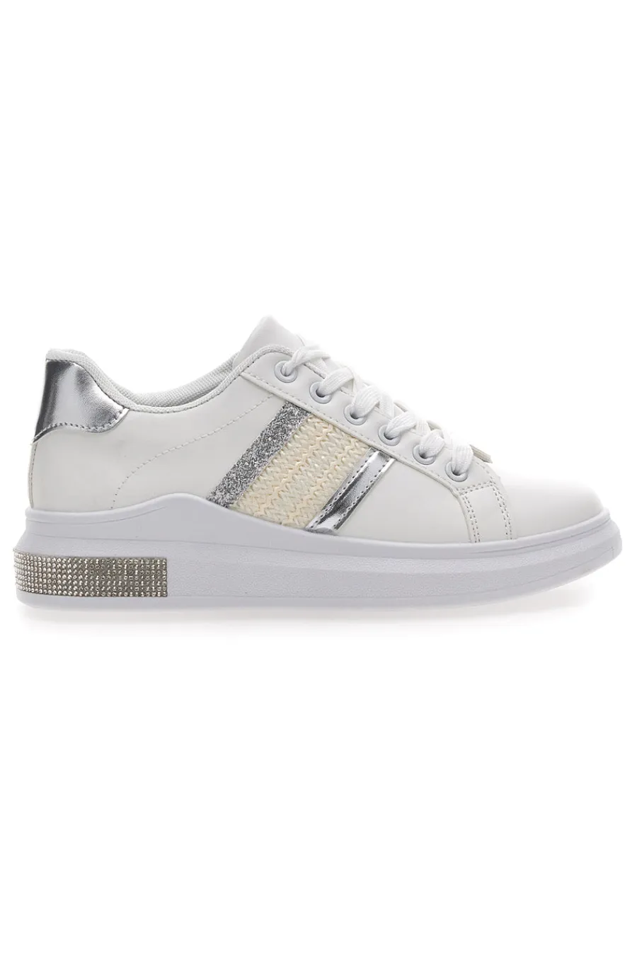 PRIMA RIGA Sneakers Bianche Con Dettagli Argentati 460 Outlet