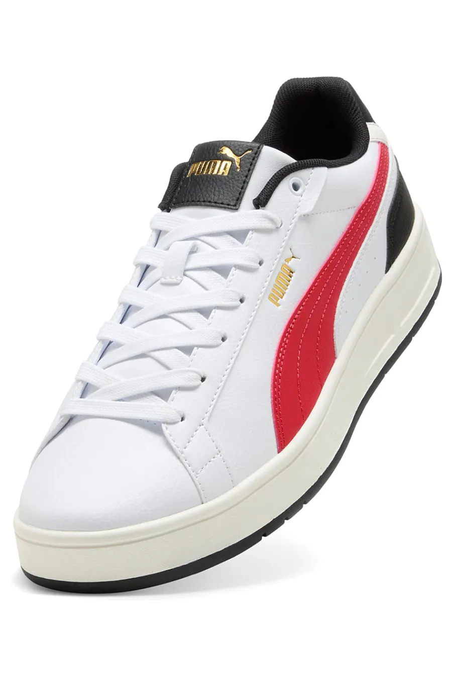 Uomo PUMA Sneakers bianche con dettagli rossi e neri Court Classico
