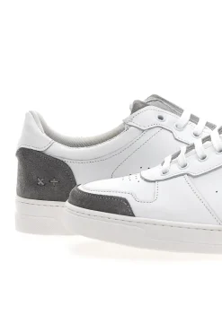 Uomo PTR Sneakers Bianche con Dettagli Grigi in Pelle Made in Italy 123