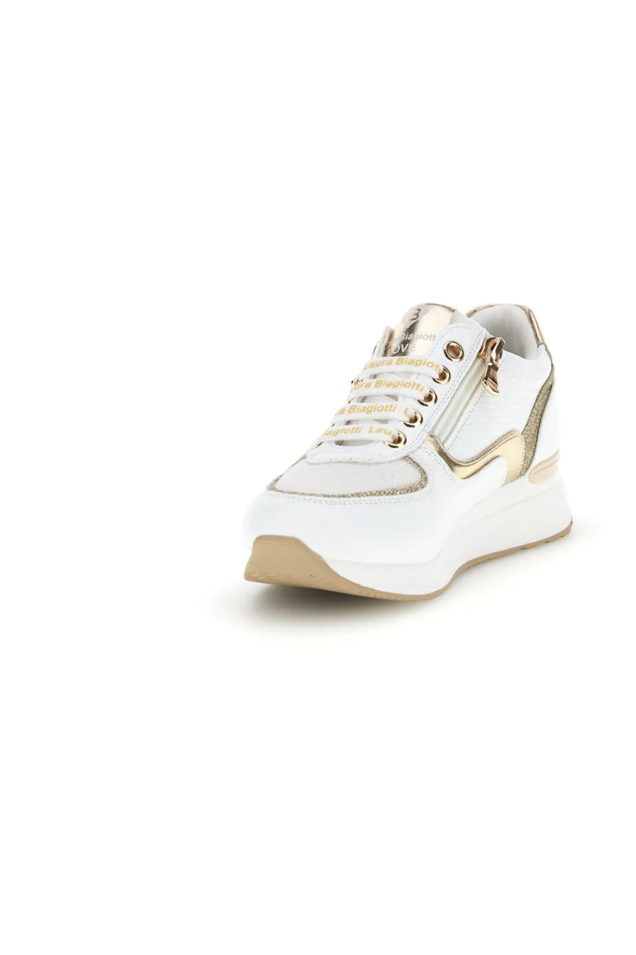 LAURA BIAGIOTTI Sneakers bianche con dettagli dorati platform 8481C9758