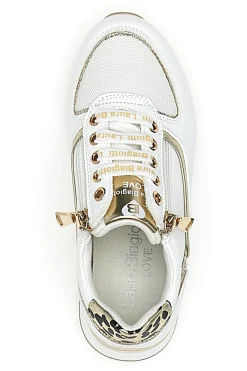 LAURA BIAGIOTTI Sneakers Bianche con dettagli Dorati e Platform L8481