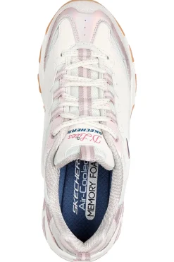 SKECHERS Sneakers bianche con dettagli lilla e memory foam D'Lites Dazzling Shine Hot