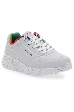 SKECHERS Sneakers bianche con dettagli arcobaleno e suola maculata Uno Lite Rainbow Speckle Discount