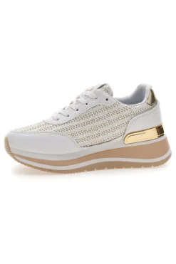 LAURA BIAGIOTTI Sneakers bianche con inserti oro e fondo rialzato 96 Sale