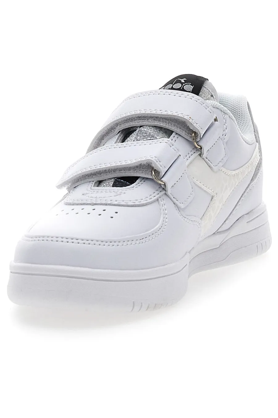 DIADORA Sneakers Bianche con Logo Argento e Strappi RAPTOR LOW SPOTTED PS