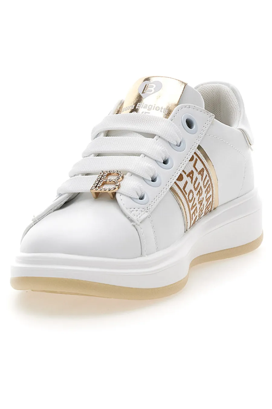 LAURA BIAGIOTTI Sneakers Bianche con Logo Dorato L8945