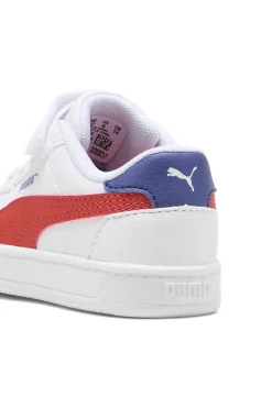 PUMA Sneakers Bianche con Logo Laterale Rosse e Velcro Caven 2.0 AC+ Inf