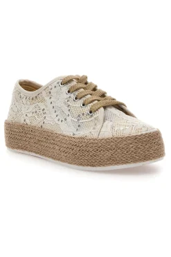 ENERGY Sneakers bianche con paillettes e suola corda E128 Outlet