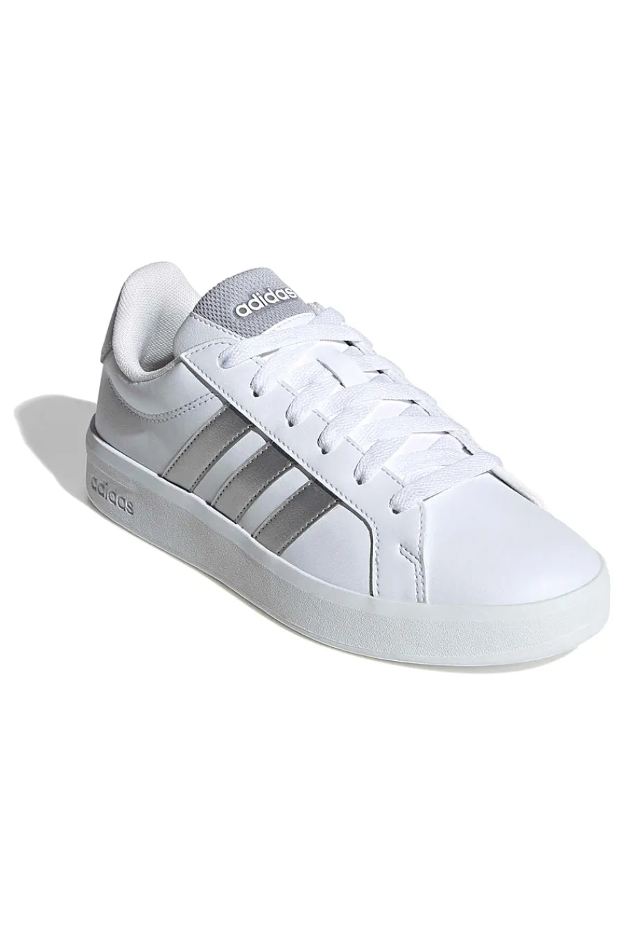 ADIDAS Sneakers bianche con strisce argento in pelle sintetica Grand Court 3 J Clearance
