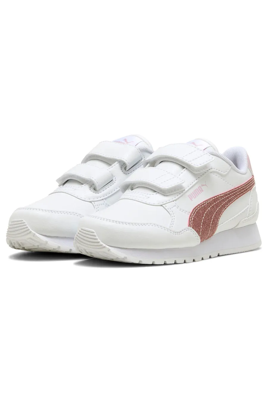 PUMA Sneakers bianche con striscia glitter rosa ST Runner v4 SL Glitter V PS