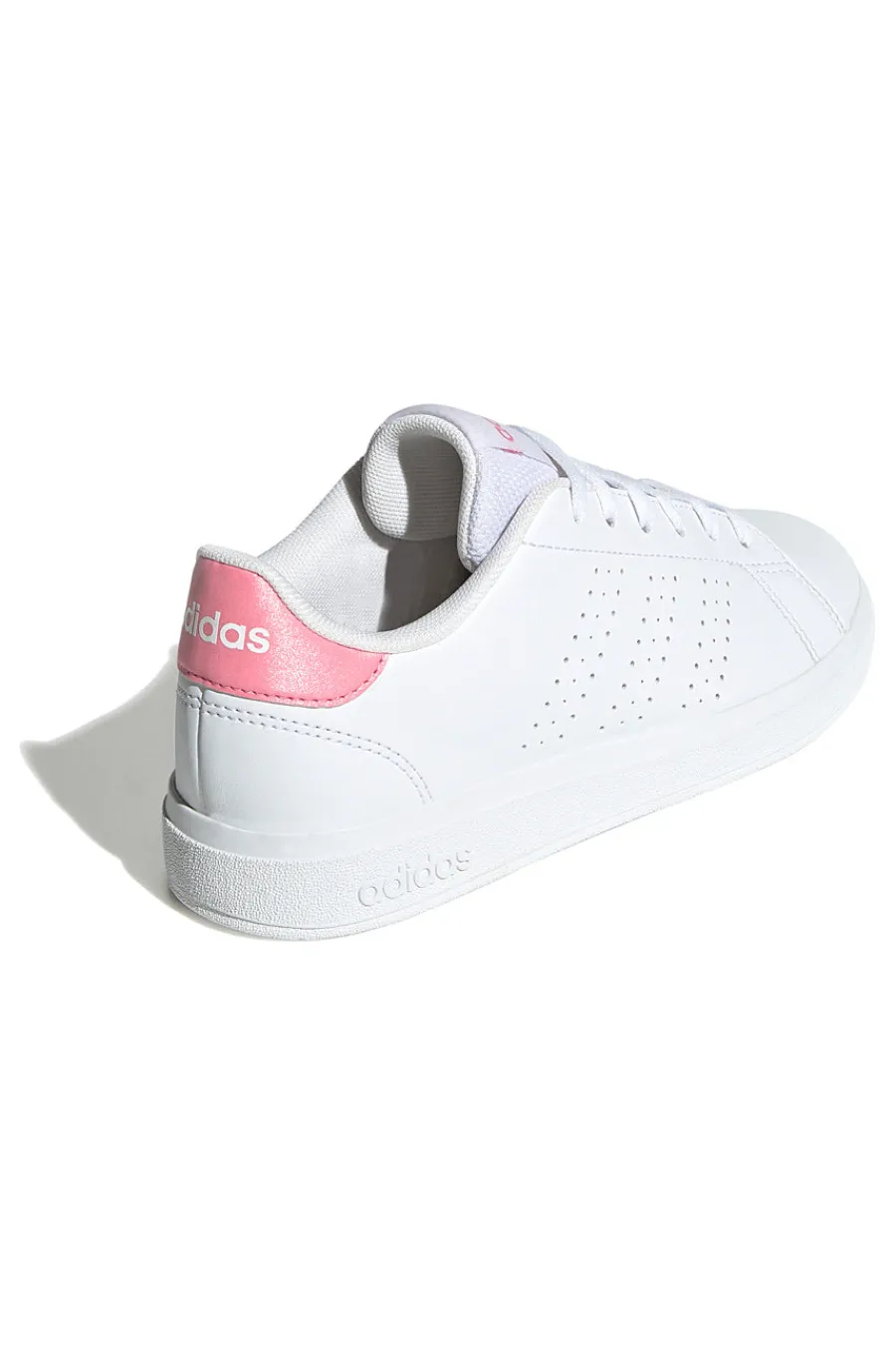 ADIDAS Sneakers bianche con tallone rosa e strisce traforate Advantage Base 2.0 J