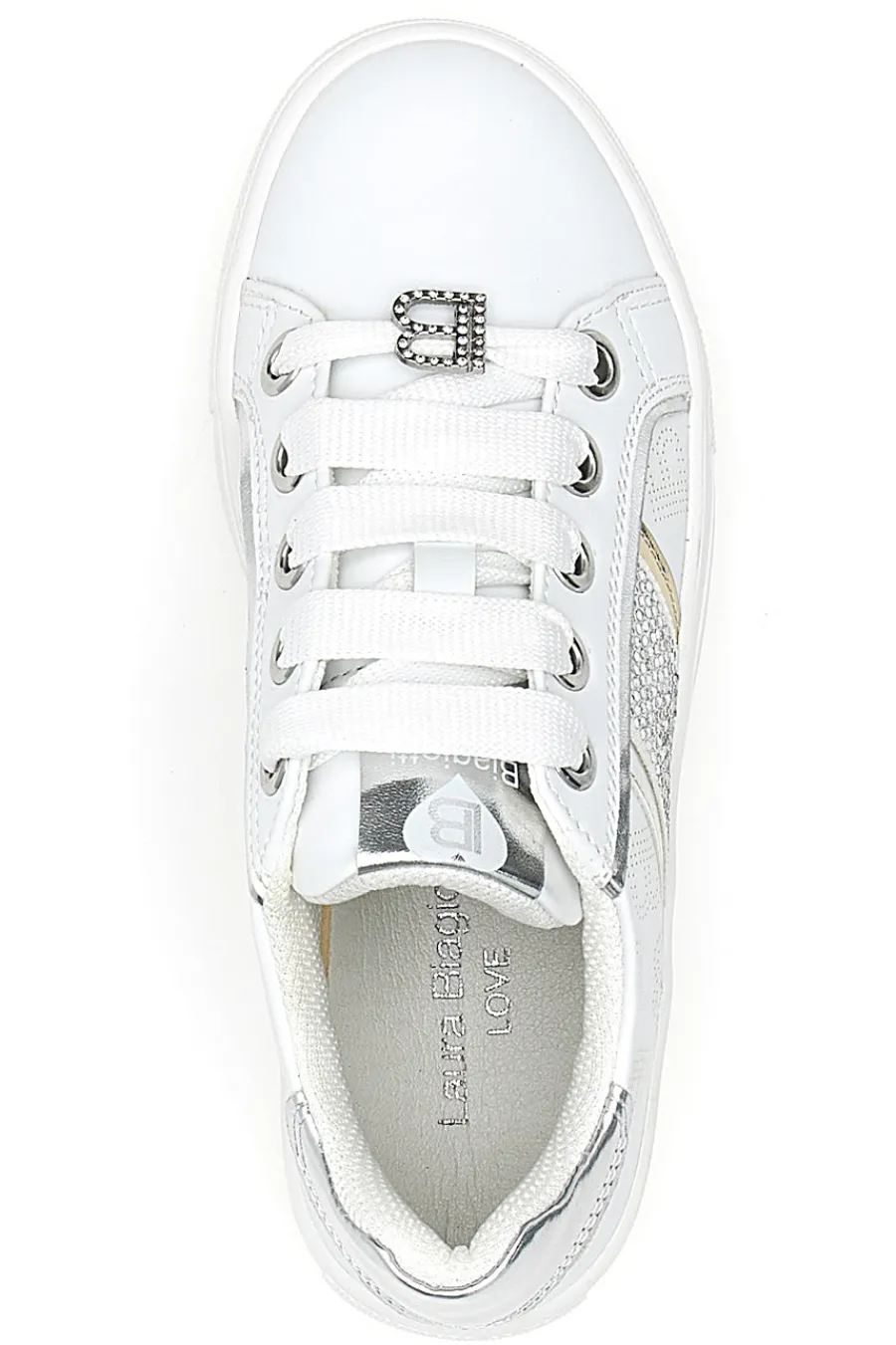 LAURA BIAGIOTTI Sneakers Bianche con Tomaia Liscia e Dettagli Glitterati L87