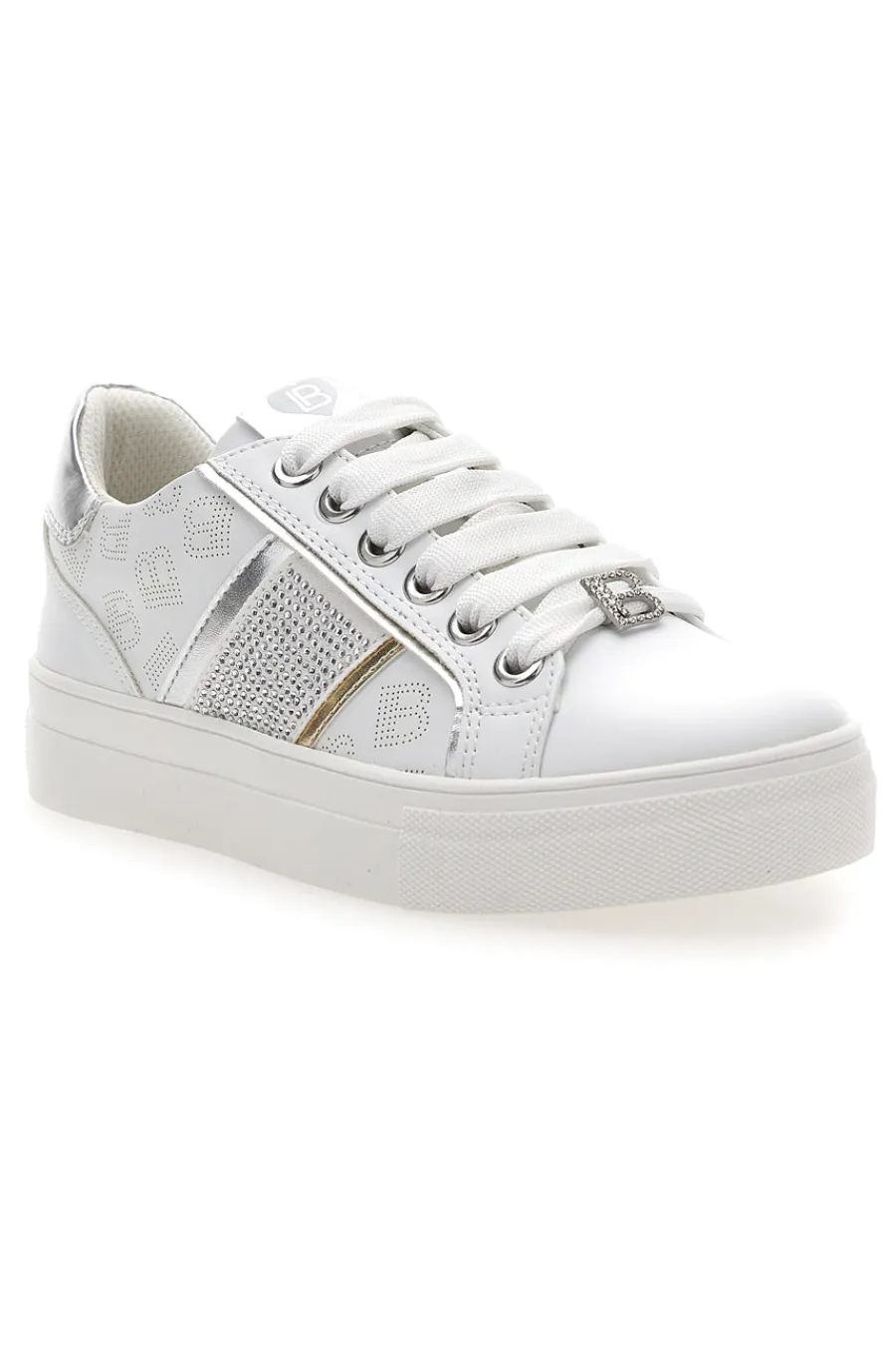 LAURA BIAGIOTTI Sneakers Bianche con Tomaia Liscia e Dettagli Glitterati L8327