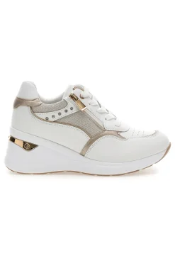INBLU Sneakers bianche con zip e dettagli oro 488IN BIANCO Discount