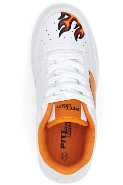PITT KIDS Sneakers Bianche e Arancione con Fuoco K191562