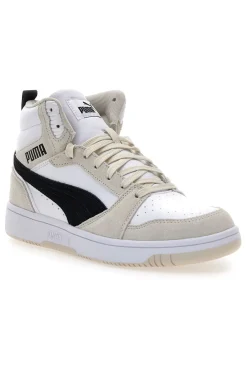 Uomo PUMA Sneakers bianche e beige mid-cut inserti a contrasto Rebound V6 SD