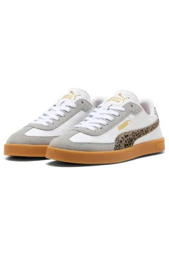 PUMA Sneakers bianche e grigie con dettagli animalier suola beige Club II Era Animal Flair New